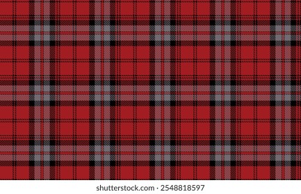 Plaid fabric pattern, red, black, gray, cross lines seamless pattern for textiles, and for designing everyday clothes skirts or decorative fabrics. Vector illustration.