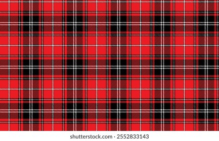 Padrão de tecido xadrez, vermelho, preto, branco, moderno, distintivo, sem costura para tecidos e para projetar roupas, saias, calças ou tecidos decorativos. Ilustração vetorial.