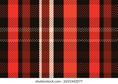 Plaid fabric pattern, red, black, gray, cross lines seamless pattern for textiles