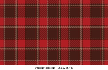 Plaid fabric pattern, red, brown, yellow, striking seamless beauty for textiles, and for designing clothes, skirts, pants or decorative fabrics. Vector illustration.