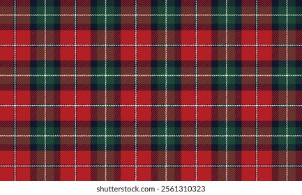 Plaid fabric pattern, red, green, navy, green, distinctive lattice cross lines pattern, seamless for textiles, and for designing clothes, skirts or decorative fabrics. Vector illustration.