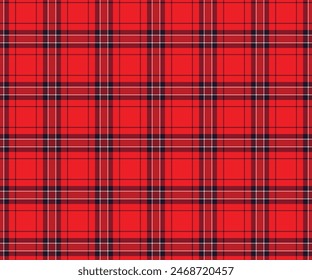 Plaid fabric pattern, red, navy, white, seamless for textiles and design of clothing, skirts, pants or decorative fabric. Vector illustration.
