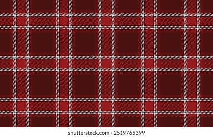 Patrón de tela a cuadros, rojo, blanco, sin costuras para textiles, y para el diseño de ropa, faldas o telas decorativas. Ilustración vectorial.
