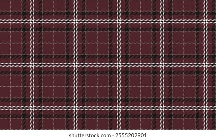 Plaid fabric pattern, red, white, black, modern distinctive cross lines pattern, seamless for textiles, and for designing clothes, skirts or decorative fabrics. Vector illustration.