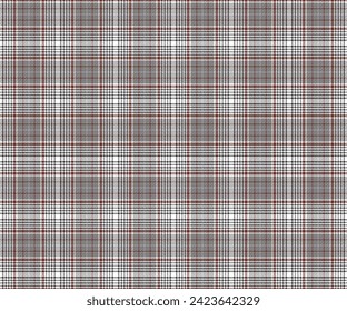 Plaid fabric pattern, white, black, brown. Seamless background for textiles, clothing designs, skirts, pants. Vector illustration.