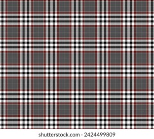 Plaid fabric pattern, white, black, brown, seamless background for textiles, clothing designs, skirts, pants or decorative fabric. Vector illustration.