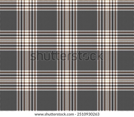 Plaid fabric pattern, white, black, brown, seamless for textile and design clothes skirt pants apron tablecloth blanket or decoration. Vector illustration.