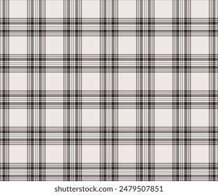 Patrón de tela a cuadros, blanco, marrón, negro, sin costuras para textiles, y para el diseño de ropa, faldas, pantalones o tela decorativa. Ilustración vectorial.