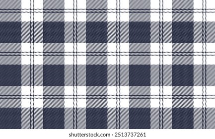 Plaid Stoffmuster, weiß, navy, nahtlos für Textil-und Design-Kleidung Rock Hosen Schürze Tischdecke oder Dekoration. Vektorgrafik.