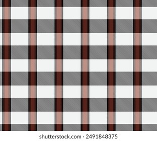 Plaid fabric pattern, white, orange, black, seamless for textiles and design clothing, skirts, pants, aprons, tablecloths, blankets or decorative fabrics. Vector illustration.