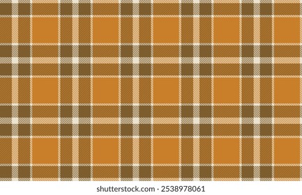 Plaid fabric pattern, yellow, brown, cream, seamless cross lines pattern for textiles, and for designing clothes, skirts or decorative fabrics. Vector illustration.