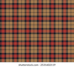 Plaid fabric pattern, yellow, navy, red, modern elegant cross lines, seamless for textiles, and for designing clothes, skirts or decorative fabrics. Vector illustration.