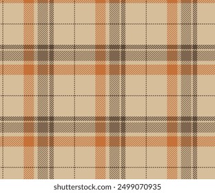 Patrón de tela a cuadros, amarillo, naranja, marrón, sin costuras para textiles y diseño de ropa, faldas, pantalones, delantales, manteles, mantas o telas decorativas. Ilustración vectorial.