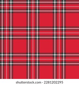 Plaid fabric red black white seamless background for textiles, apparel, shirts, skirts, tablecloths, wallpaper, decorations.Vector illustration.