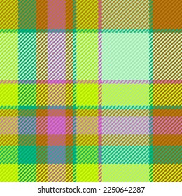 Plaid fabric seamless. Background texture check. Textile tartan vector pattern in green and pink colors.