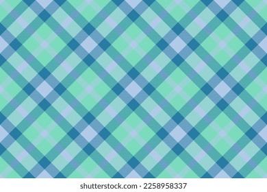 Plaid fabric tartan. Check background seamless. Texture textile pattern vector in green and blue colors.