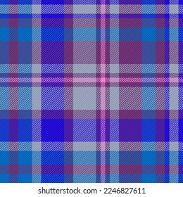 Plaid fabric tartan. Pattern check vector. Texture background textile seamless in pink and blue colors.
