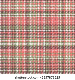 Plaid fabric tartan of seamless texture vector with a textile background pattern check in red and pastel colors.