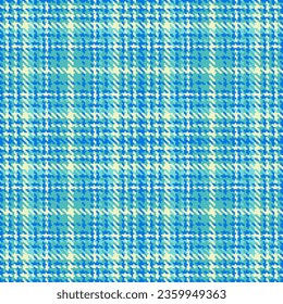 Plaid fabric textile of pattern check background with a seamless tartan texture vector in teal and cyan colors.