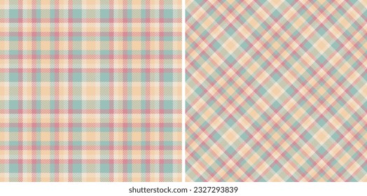 Plaid fabric textile of tartan check seamless with a background texture pattern vector set in trendy colors.