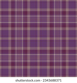 Plaid fabric texture of pattern seamless tartan with a textile check vector background in purple and pink colors.