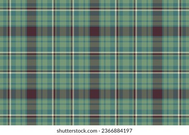 Plaid fabric vector of pattern tartan textile with a seamless background check texture in pastel and teal colors.