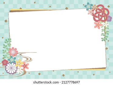 Plaid and floral background frame