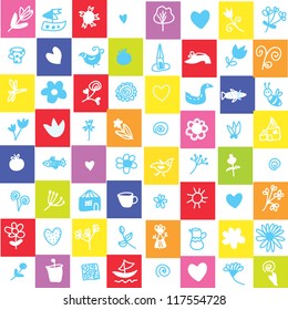 Plaid funny seamless pattern for children