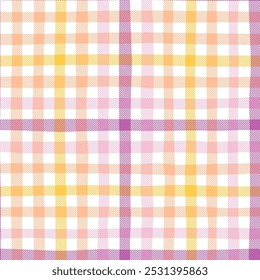 Plaid Gingham, Plaid padrão, Gingham padrão sem costura, verificar têxtil. Malha perfeita. Gingham sem costura, em tons pêssego fuzz, efeito de textura. Design desenhado à mão para projeto, tecido, decoração ou vintage