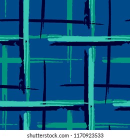 Plaid. Grunge Background with Stripes. Abstract Texture with Horizontal and Vertical Brush Strokes. Scribbled Grunge Rapport for Dress, Curtain, Paper. Scottish Ornament. Vector Texture.