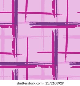 Plaid. Grunge Background with Stripes. Abstract Texture with Horizontal and Vertical Brush Strokes. Scribbled Grunge Rapport for Dress, Curtain, Tablecloth. Irish Ornament. Vector Texture.