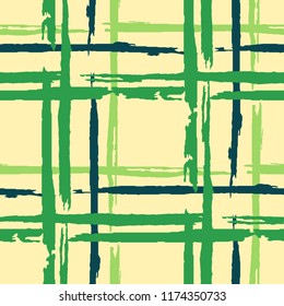 Plaid. Grunge Background with Stripes. Abstract Texture with Horizontal and Vertical Brush Strokes. Scribbled Grunge Pattern for Wallpaper, Fabric, Print. Irish Ornament. Vector Texture.