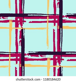 Plaid. Grunge Background with Stripes. Abstract Texture with Horizontal and Vertical Dry Brush Strokes. Scribbled Grunge Rapport for Print, Cloth, Textile. Irish Ornament. Vector Texture.