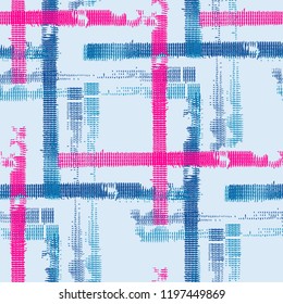 Plaid. Grunge Background with Stripes. Abstract Texture with Horizontal and Vertical Strokes. Scribbled Grunge Motif for Wallpaper, Cotton, Textile. Irish Ornament. Vector Texture.