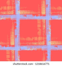 Plaid. Grunge Background with Stripes. Abstract Texture with Horizontal and Vertical Strokes. Scribbled Grunge Rapport for Print, Fabric, Textile.  Irish Ornament. Vector Texture.