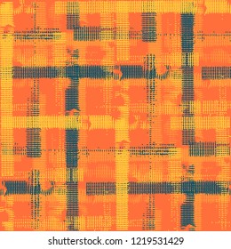 Plaid. Grunge Background with Stripes. Abstract Texture with Horizontal and Vertical Strokes. Scribbled Grunge Pattern for Linen, Paper, Tablecloth. Irish Ornament. Vector Texture.