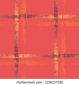 Plaid. Grunge Background with Stripes. Abstract Texture with Horizontal and Vertical Strokes. Scribbled Grunge Motif for Chintz, Linen, Wallpaper. Irish Ornament. Vector Texture.