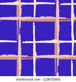 Plaid. Grunge Background with Stripes. Abstract Texture with Horizontal and Vertical Dry Brush Strokes. Scribbled Grunge Motif for Calico, Print, Textile. Scottish Motiff. Vector Texture.
