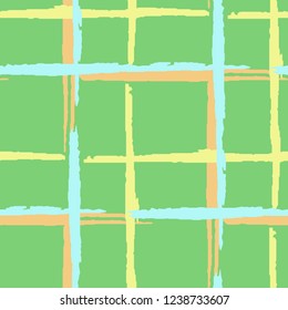 Plaid. Grunge Background with Stripes. Abstract Texture with Horizontal and Vertical Dry Brush Strokes. Scribbled Grunge Rapport for Chintz, Curtain, Paper. Scottish Motiff. Vector Texture.