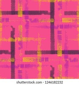 Plaid. Grunge Background with Stripes. Abstract Texture with Horizontal and Vertical Strokes. Scribbled Grunge Rapport for Fabric, Cloth, Textile. Scottish Motiff. Vector Texture.