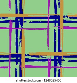Plaid. Grunge Background with Stripes. Abstract Texture with Horizontal and Vertical Dry Brush Strokes. Scribbled Grunge Rapport for Wallpaper, Print, Cotton. Irish Ornament. Vector Texture.