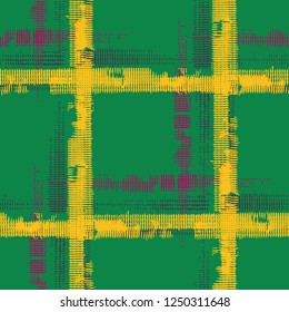 Plaid. Grunge Background with Stripes. Abstract Texture with Horizontal and Vertical Strokes. Scribbled Grunge Pattern for Wallpaper, Fabric, Textile. Irish Ornament. Vector Texture.