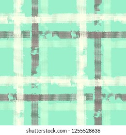 Plaid. Grunge Background with Stripes. Abstract Texture with Horizontal and Vertical Strokes. Scribbled Grunge Pattern for Cotton, Print, Calico. Scottish Motiff. Vector Texture.