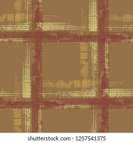 Plaid. Grunge Background with Stripes. Abstract Texture with Horizontal and Vertical Strokes. Scribbled Grunge Pattern for Linen, Paper, Tablecloth. Scottish Motiff. Vector Texture.
