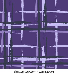 Plaid. Grunge Background with Stripes. Abstract Texture with Horizontal and Vertical Dry Brush Strokes. Scribbled Grunge Motif for Calico, Print, Textile. Irish Ornament. Vector Texture.