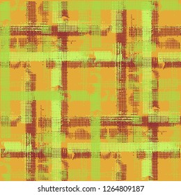 Plaid. Grunge Background with Stripes. Abstract Texture with Horizontal and Vertical Strokes. Scribbled Grunge Motif for Chintz, Linen, Paper. Scottish Ornament. Vector Texture.