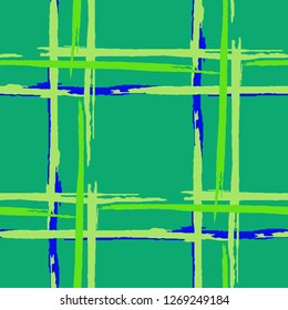 Plaid. Grunge Background with Stripes. Abstract Texture with Horizontal and Vertical Dry Brush Strokes. Scribbled Grunge Rapport for Dress, Paper, Tablecloth. Scottish Motiff. Vector Texture.