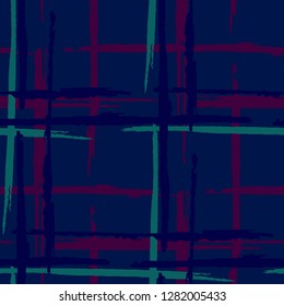 Plaid. Grunge Background with Stripes. Abstract Texture with Horizontal and Vertical Brush Strokes. Scribbled Grunge Rapport for Wallpaper, Print, Cotton. Scottish Ornament. Vector Texture.