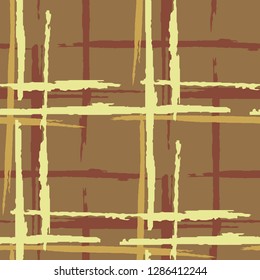 Plaid. Grunge Background with Stripes. Abstract Texture with Horizontal and Vertical Dry Brush Strokes. Scribbled Grunge Rapport for Chintz, Linen, Wallpaper. Scottish Motiff. Vector Texture.