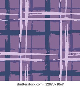 Plaid. Grunge Background with Stripes. Abstract Texture with Horizontal and Vertical Brush Strokes. Scribbled Grunge Pattern for Print, Fabric, Textile.  Irish Ornament. Vector Texture.